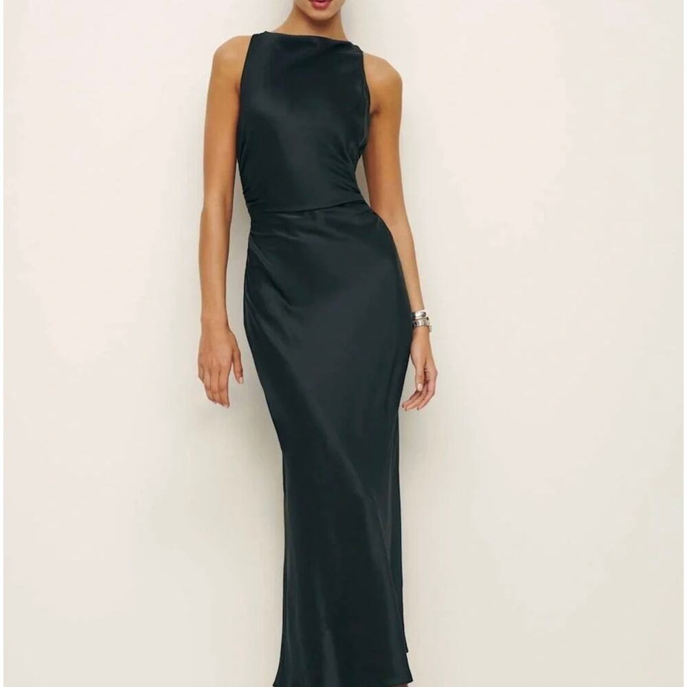 New Reformation Casette 100% Silk Dress Black Size 8 formal evening gown women - Picture 2 of 10